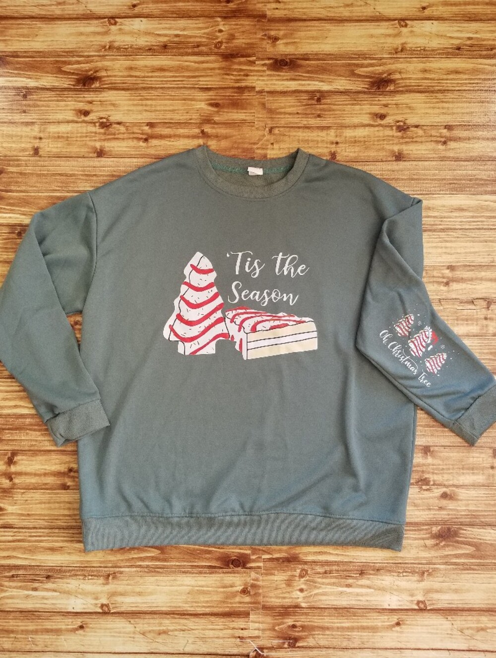 Christmas Tree Little Debbie Snack Cake 1X Women's Green Holiday Sweatshirt